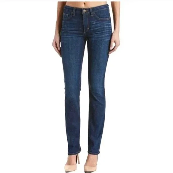 Spanx Slim X Straight Blue Mid rise Dark Wash Denim Jeans Size 25 - Picture 1 of 7